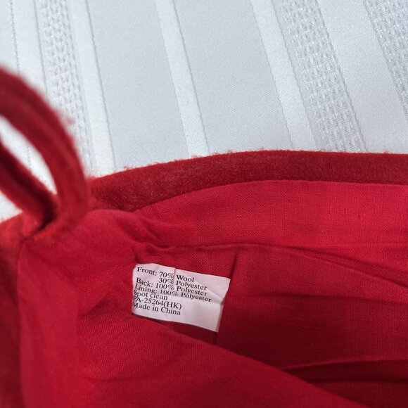 Vintage Style Needlepoint Christmas Stocking Santa In Chimney Wool Blend MCM - Picture 5 of 6